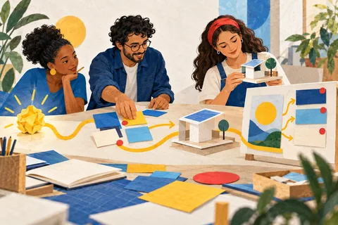 Equipe transforma uma ideia em objetivo, entregas e próximos passos de projeto.